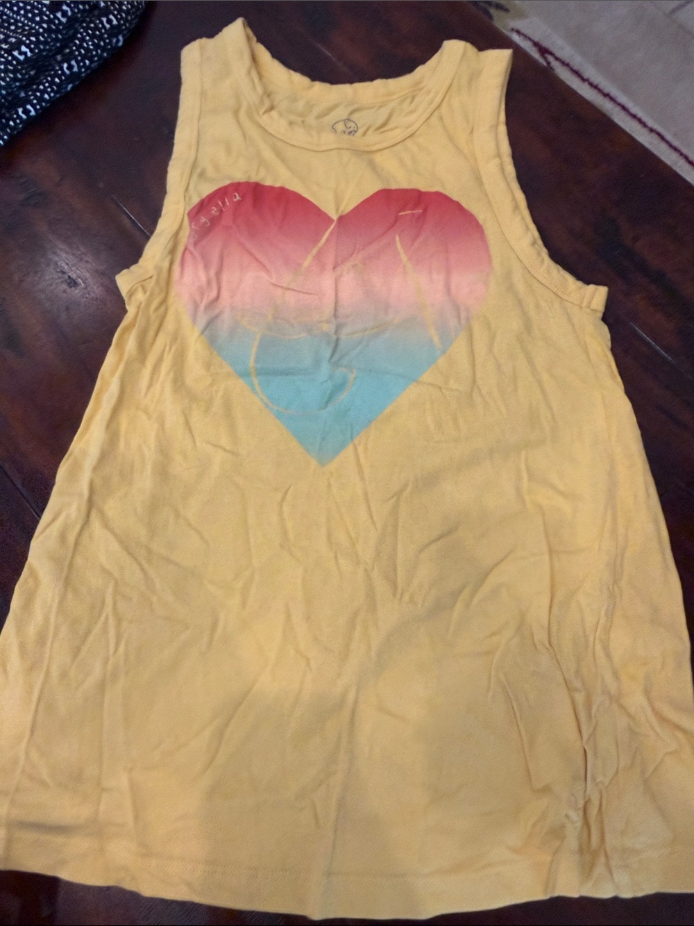ivory ella Yellow Tank Top with Gradient Heart Graphic
